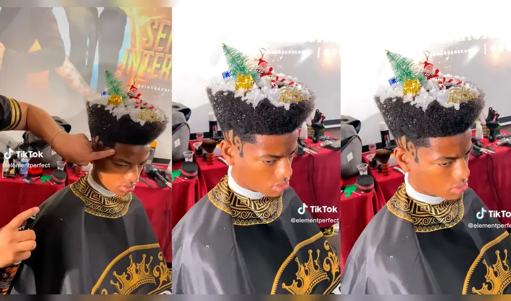 Joven sorprende con su peculiar corte navideño. Foto: composición LR/captura de TikTok