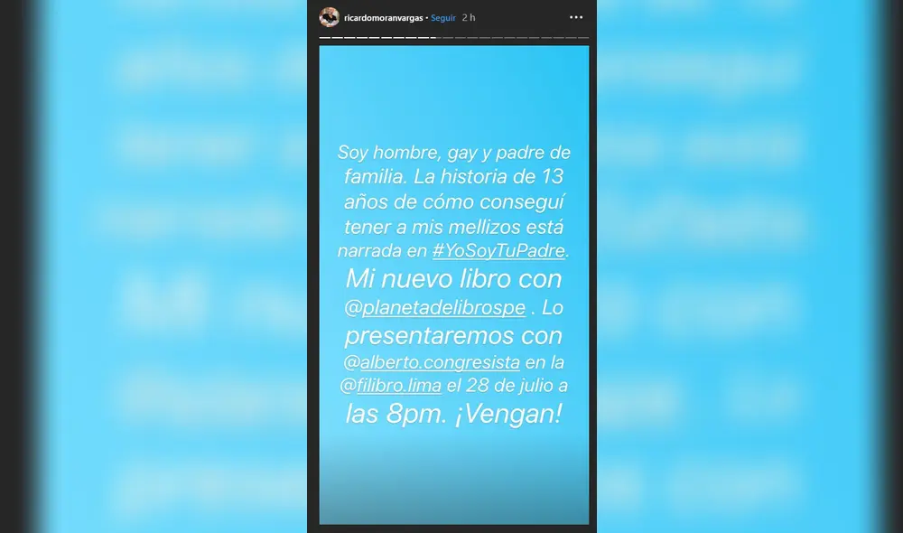 Ricardo Morán escribe su experiencia como padre gay en libro “Yo soy tu padre”