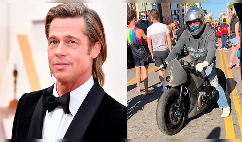 Brad Pitt es captado en plena protesta y manejando una motocicleta por el asesinato de George Floyd en Estados Unidos