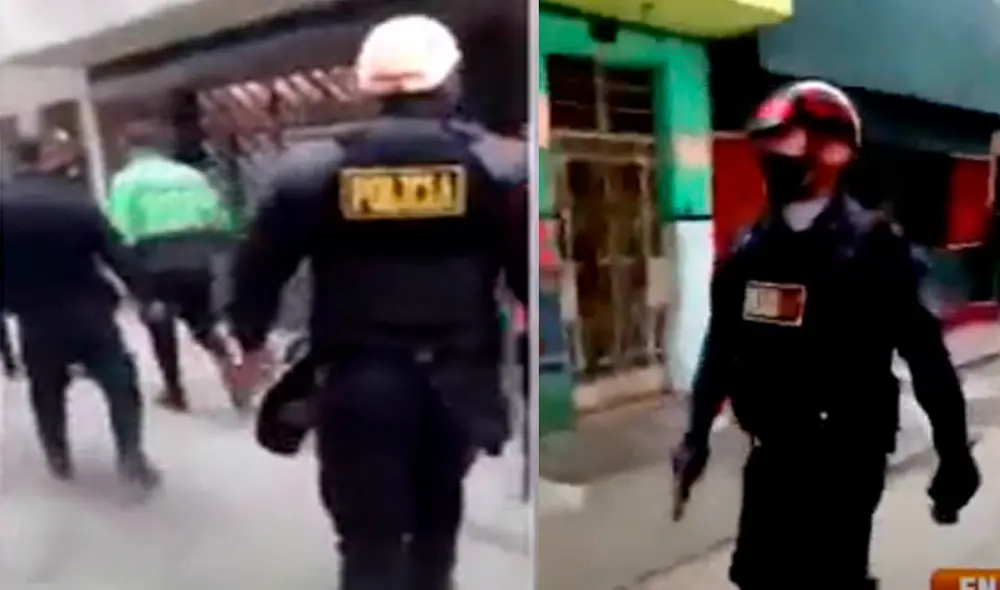 Policía lanzó 10 disparos en el pasaje Bolívar. Foto: Captura ATV