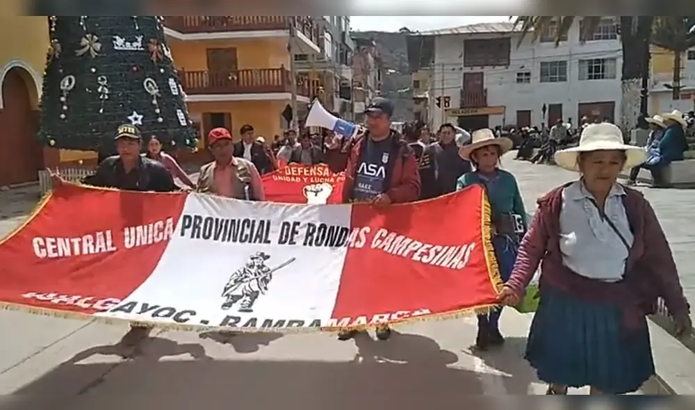 Las rondas campesinas se movilizaron de manera pacífica. Foto: captura vídeo/ Bambamarca Televisión Las rondas campesinas se movilizaron de manera pacífica. Foto: captura vídeo/ Bambamarca Televisión