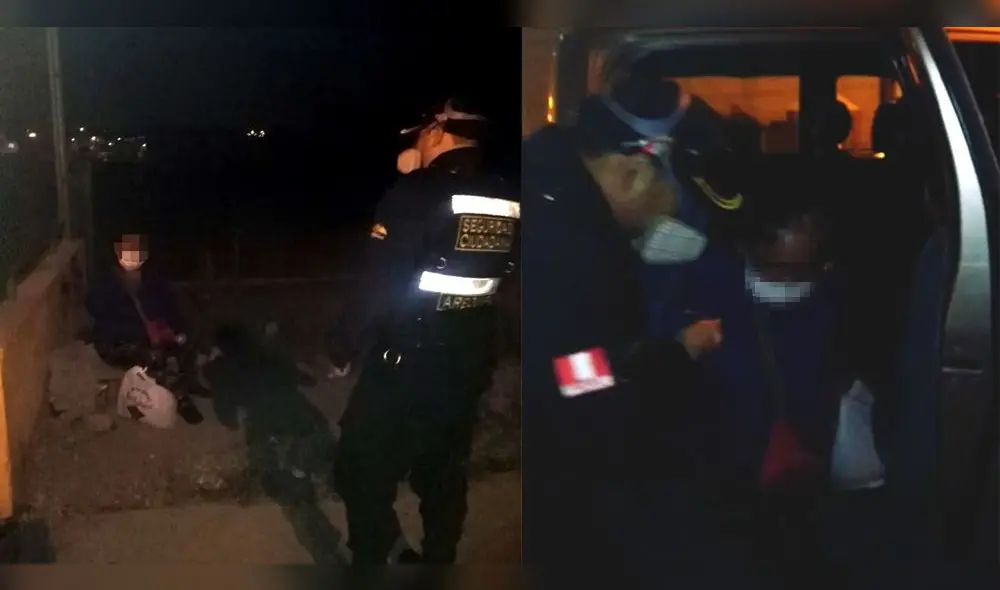 Serenos de Arequipa encontraron a la mujer de 65 años, sentada en una una vereda.