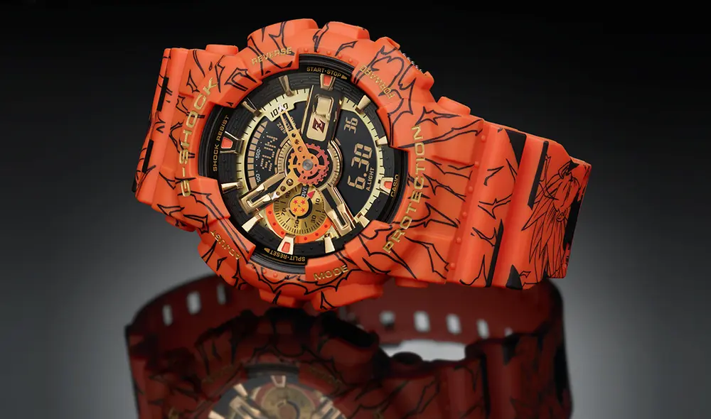 Todo el reloj es de color naranja y cuenta con ilustraciones de Goku. Foto: Casio
