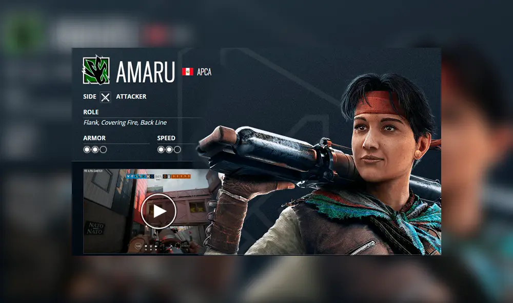 Así juega la operadora peruana Amaru en Rainbow Six Siege.