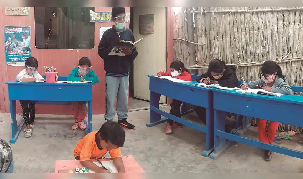 maestro precoz.  En las tardes los niños hacen sus tareas con el asesoramiento de Daniko, un adolescente de 14 años.