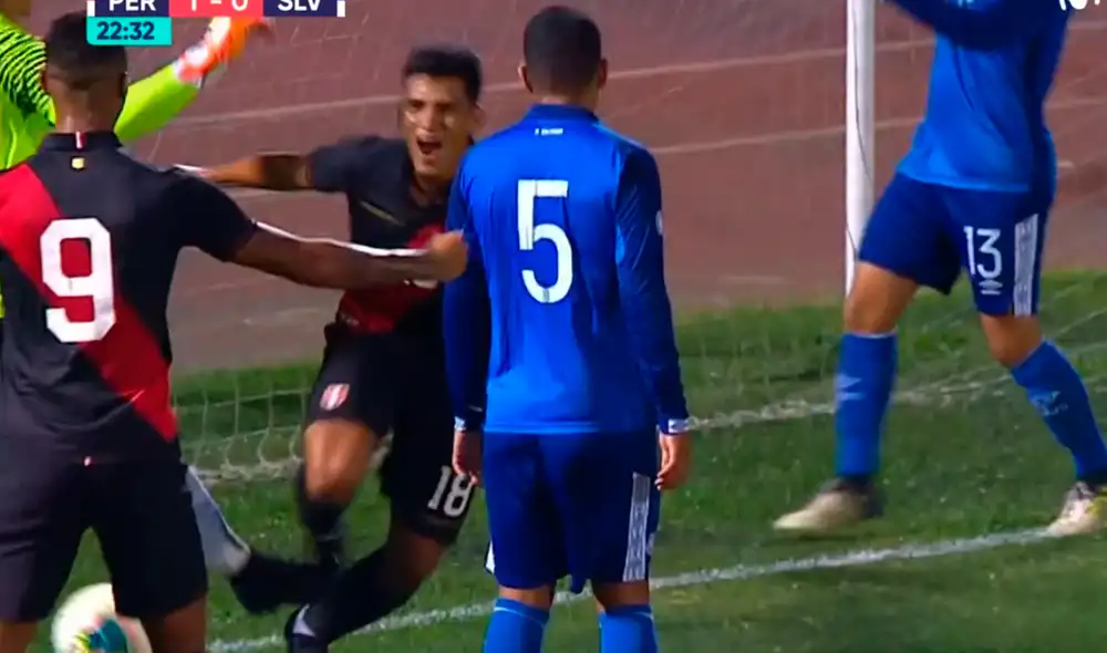 José Rivera marcó el primer gol de la selección peruana sub-23 en el amistoso contra El Salvador. | Foto: Movistar Deportes