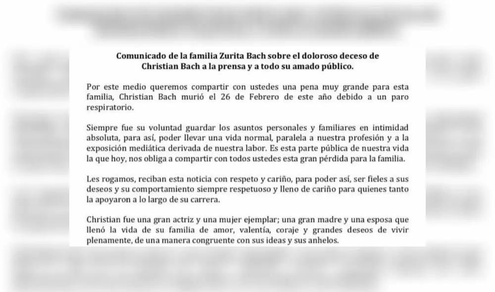 Celebridades despiden con estas palabras a Christian Bach  [FOTOS]