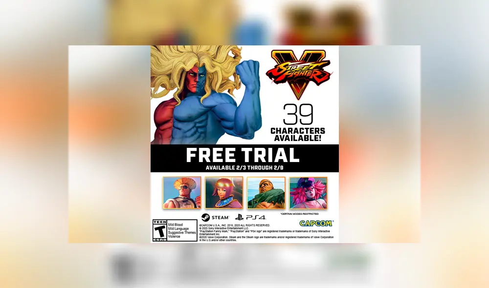 ¡Aprovecha ya! Street Fighter V Champion Edition está gratis para PS4 y PC (Steam).