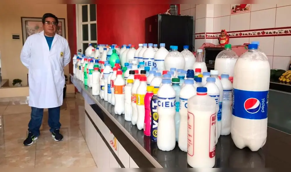 Hombre fabrica jabón liquido para ayudar a población.