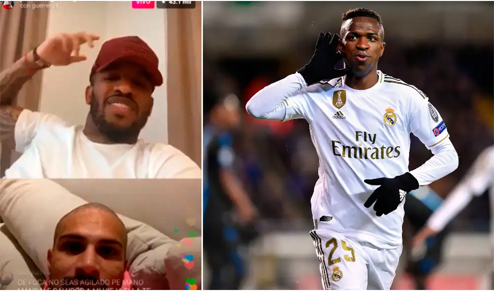 Vinicius Jr. saludó a Paolo Guerrero durante una transmisión con Jefferson Farfán. | Foto: Instagram / AFP