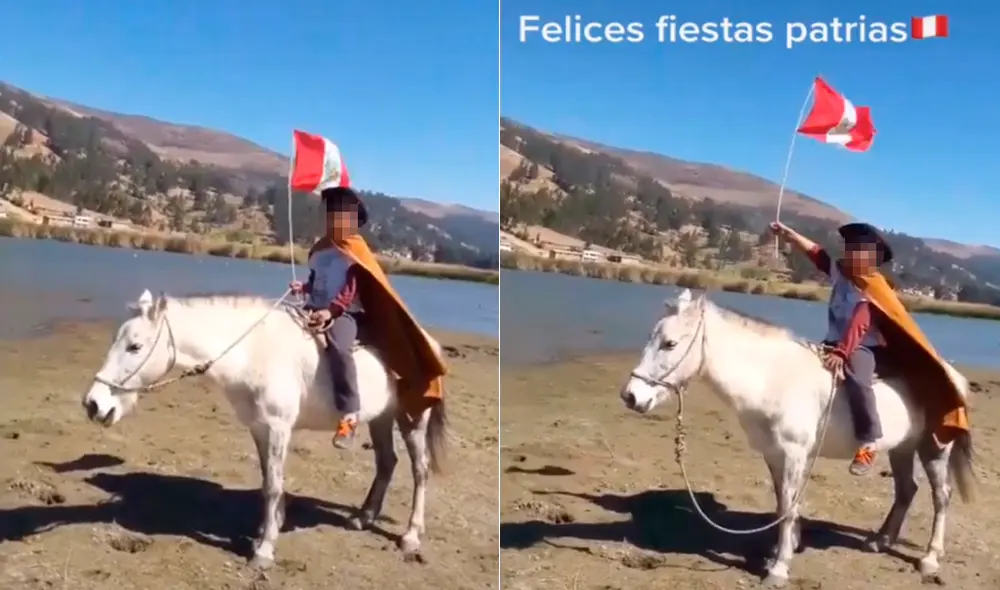 Niño personifica a José de San Martín en Fiestas Patrias. Foto: TiktTok