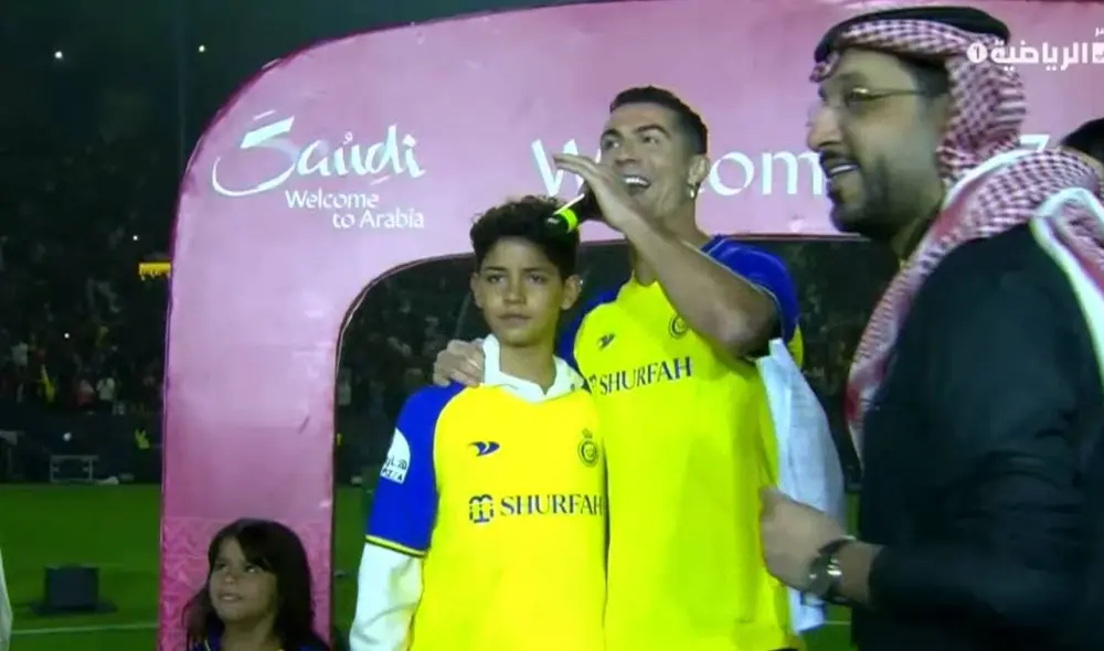 Cristiano Ronaldo se animó a hablar en árabe. Foto: captura KSA