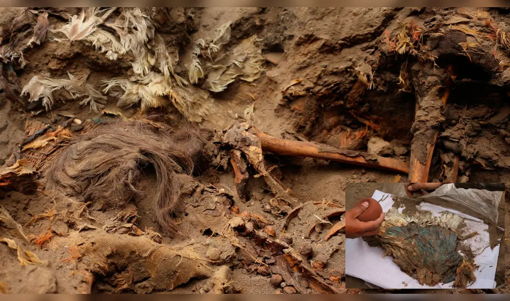 Se hallaron tocados y tabaco con plumas de aves exóticas en Huanchaco.