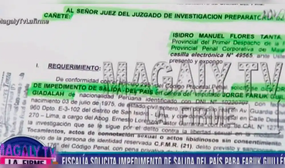 Faruk Guillén: Fiscalia solicita orden de impedimento de salida del país  