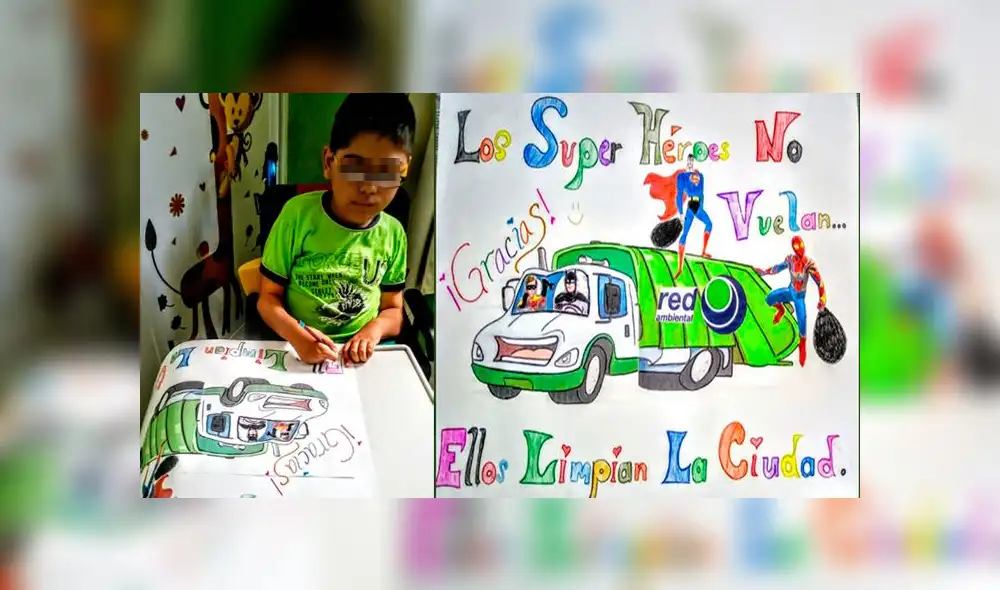 Desliza las fotografías para ver el increíble cartel que elaboró este pequeño mexicano para agradecer a los trabajadores de limpieza de Monterrey. Foto: Mario A. F. Soberanis
