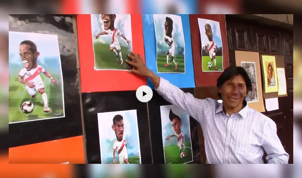 Cusco: Artista exhibe retratos de los jugadores de la selección peruana en caricaturas [VIDEO]