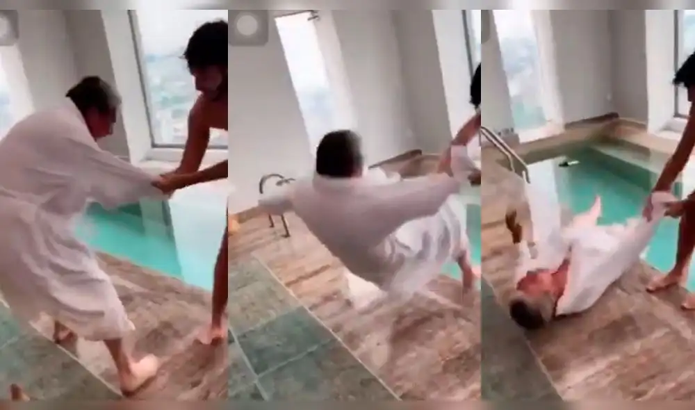 Sebastián Yatra causa accidente al bromear con su padre en la piscina. Foto: Instagram