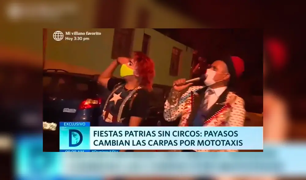 Payasos realizan shows en mototaxis. Foto: Captura Payasos realizan shows en mototaxis. Foto: Captura