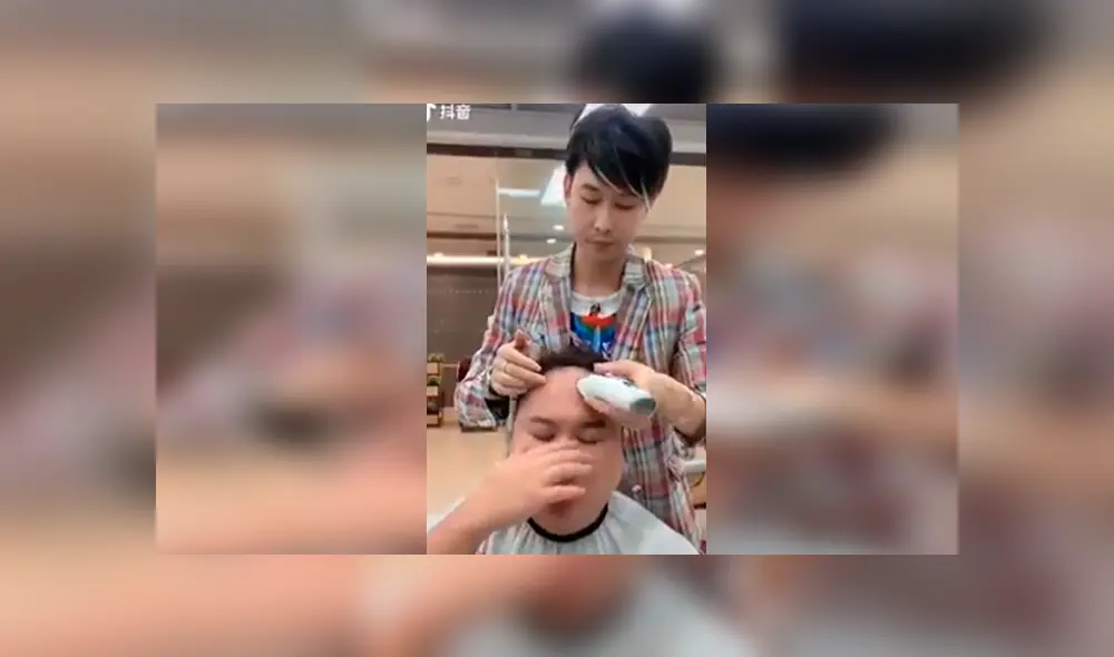 Video es viral en Facebook. El joven comenzó a sentir alergia de sus propios cabellos y estornudó fuertemente, sin sospechar las terribles consecuencias. Foto: Captura.