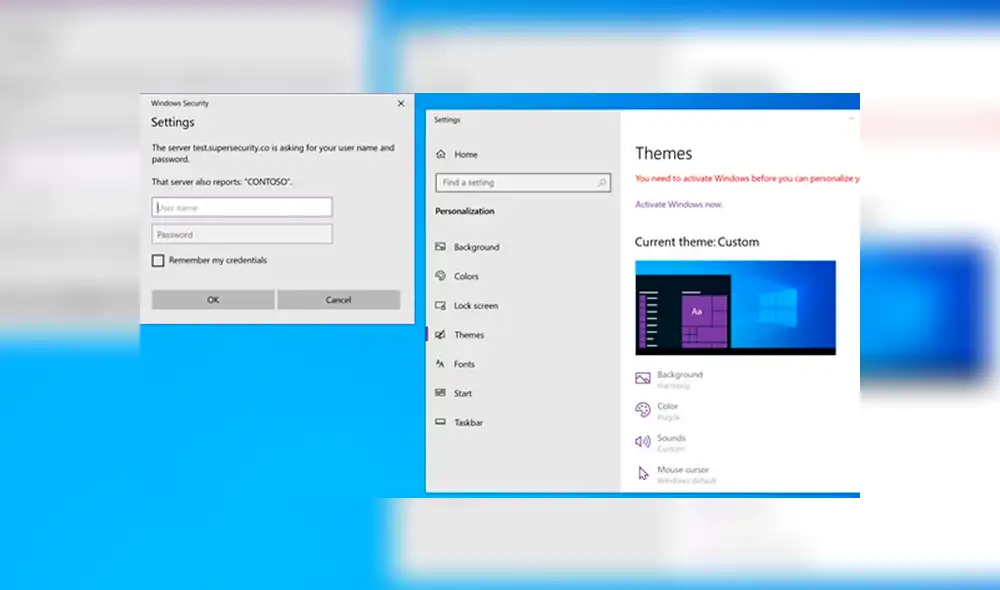 Descargar temas para Windows 10 puede hacerte vulnerable a un ataque 'Pass-the-Hash'. Conoce cómo funciona. Imágenes: Bleeping Computer.