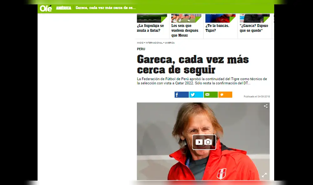 Ricardo Gareca fue noticia internacional tras su casi renovación con Perú