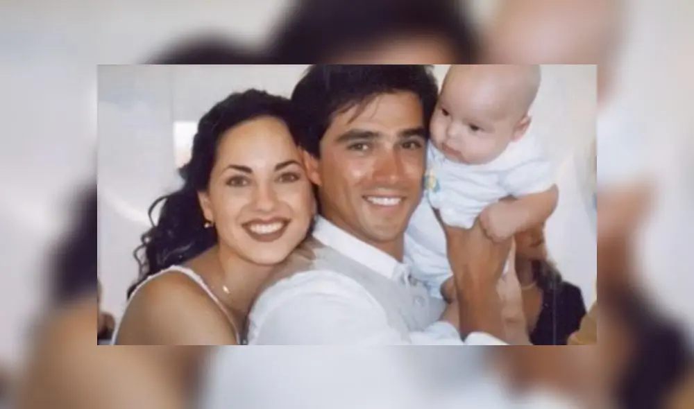 Bárbara Mori, Sergio Mayer (padre) y el pequeño Sergio Mayer (hijo) cuando era un bebé. Foto: difusión.