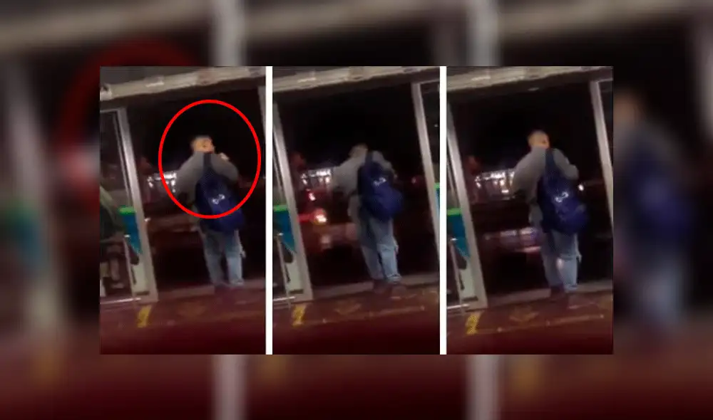 Facebook viral: sorprenden a pasajero cepillándose los dientes en un paradero de transporte público [VIDEO]