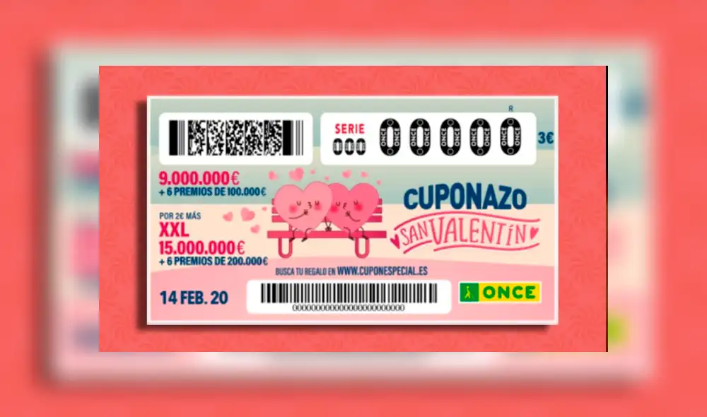 Cuponazo extraordinario de la ONCE por el día de San Valentín Cuponazo extraordinario de la ONCE por el día de San Valentín