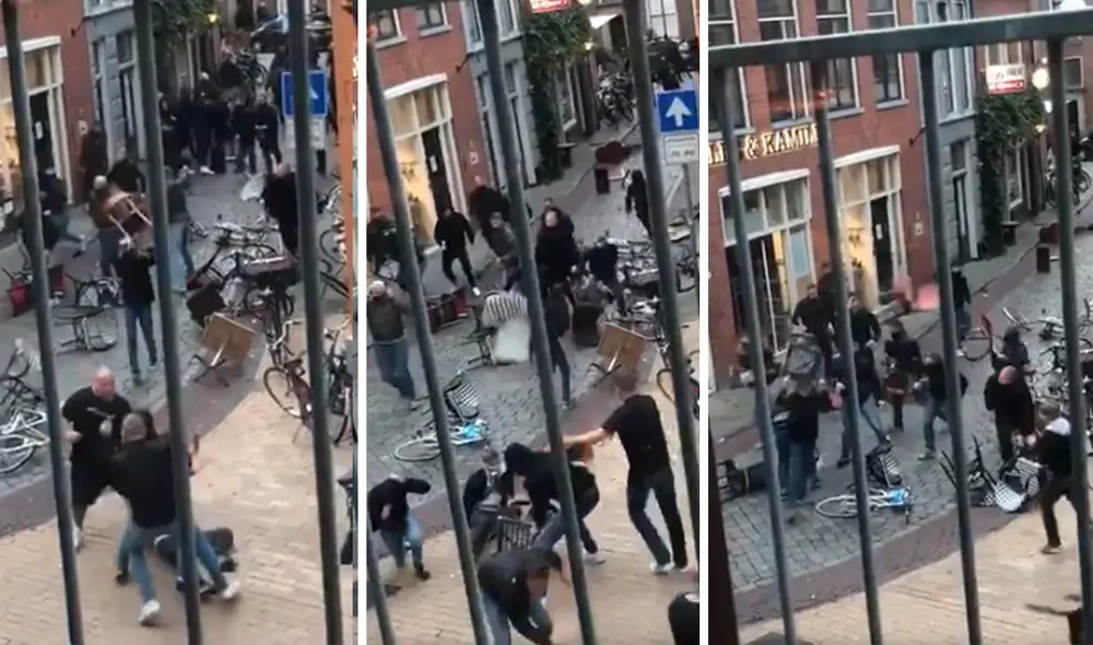 Antes del amistoso entre Groningen y Arminia Bielefeld, hinchas de ambos equipos tuvieron un violento encuentro. Foto: Captura de video.