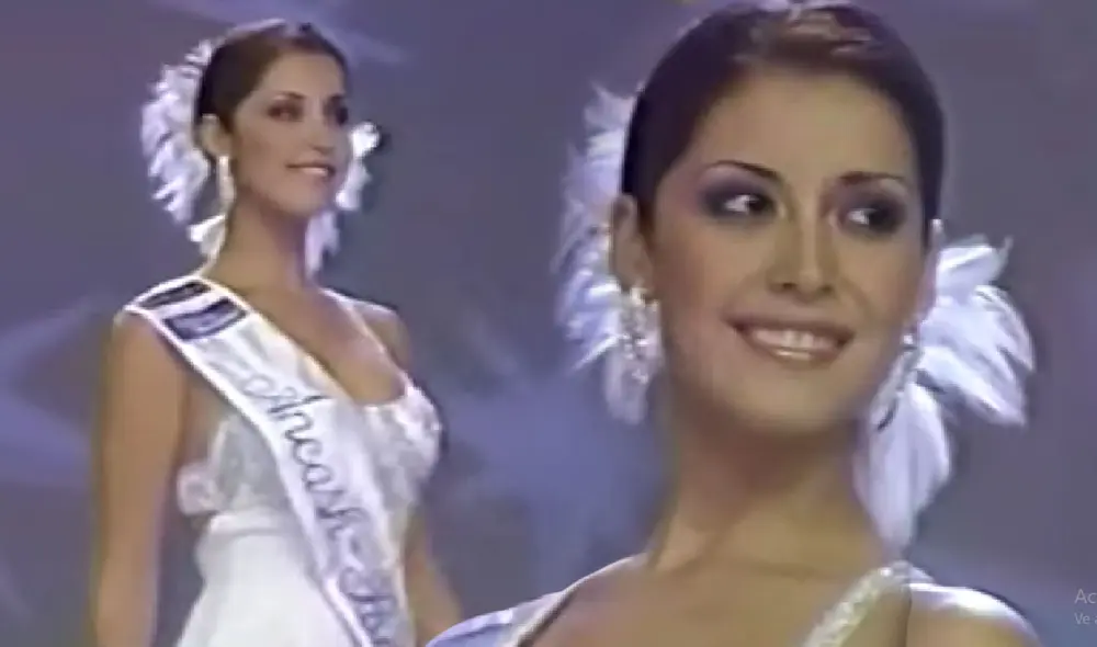 Karla Tarazona representó a Pomabamba en el Miss Perú 2003. Foto: composición LR/captura LATINA