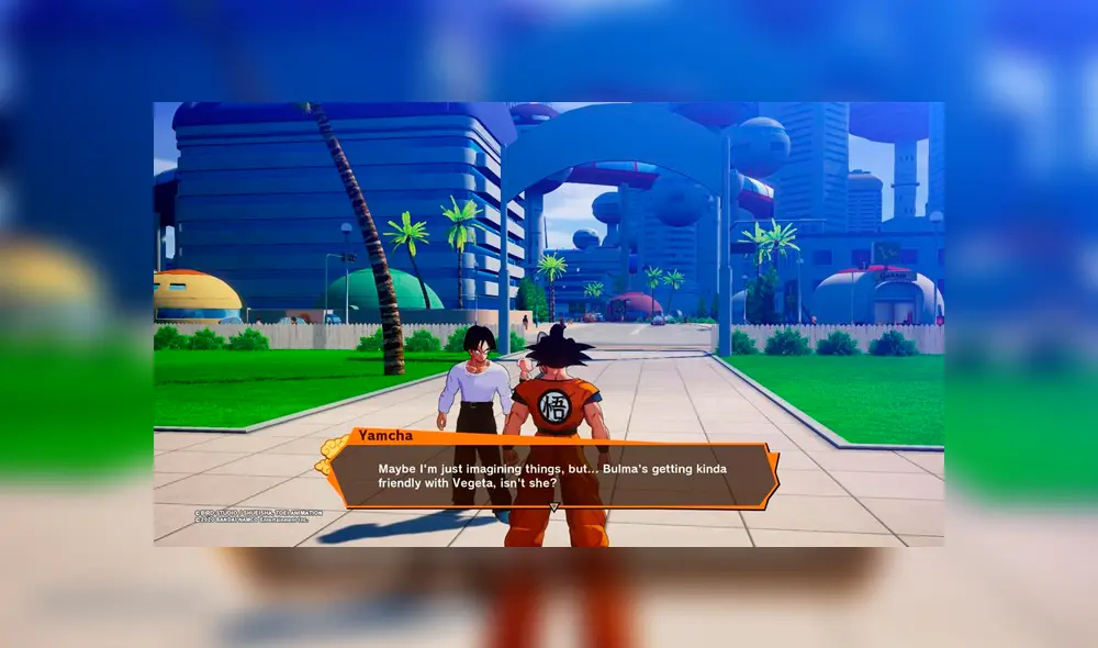 “Quizás yo esté imaginando cosas, pero Bulma está siendo muy amigable con Vegeta ¿no crees?” dice un preocupado Yamcha a Goku.