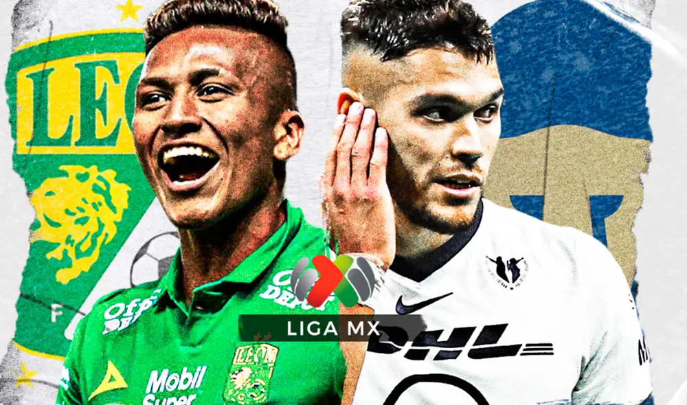 Con Pedro Aquino, León recibe en su fortín al Pumas por la segunda final de Liga MX 2020. Gráfica: Fabrizio Oviedo/La República.