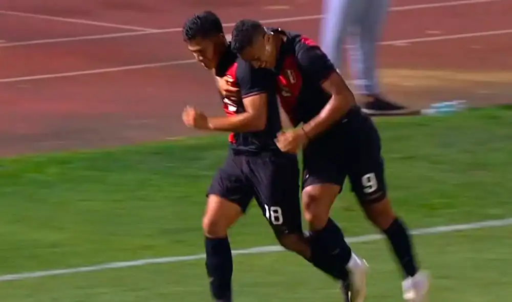 José Rivera marcó el primer gol de la selección peruana sub-23 en el amistoso contra El Salvador. | Foto: Movistar Deportes
