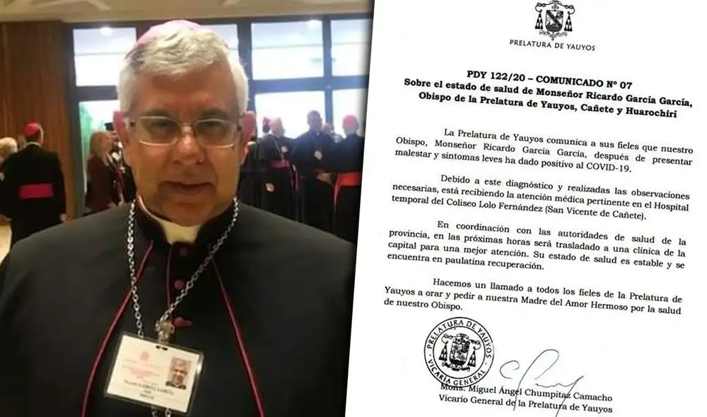 Prelatura señala cuál es el estado del monseñor García. Foto: composición / difusión Prelatura señala cuál es el estado del monseñor García. Foto: composición / difusión