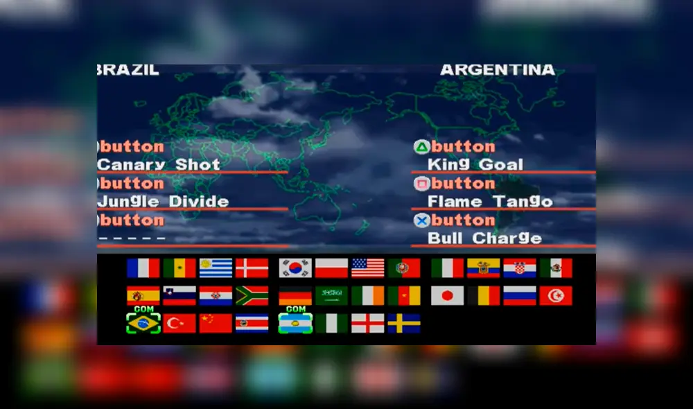 Selecciones de Super Shot Soccer. Foto: Captura / YouTube.