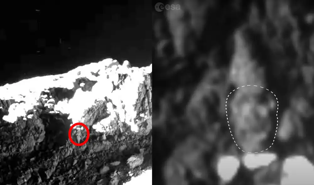 Ubicación de la zona con "forma de calavera" en el cometa 67P. Foto: ESA Ubicación de la zona con "forma de calavera" en el cometa 67P. Foto: ESA