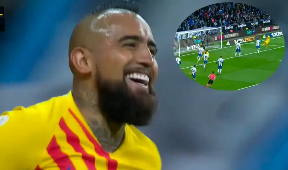 Arturo Vidal le dio vuelta al marcador y le dio la ventaja al FC Barcelona sobre Espanyol. | Foto: ESPN 2