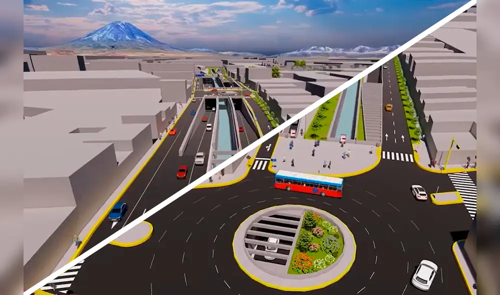 Intercambio Vial Bicentenario tiene un avance entre el 67% y 69%. Foto: composición LR/Municipalidad de Arequipa