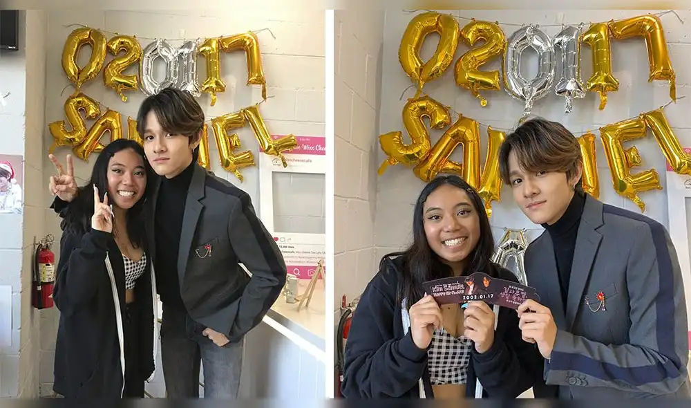 Kim Samuel visitó evento de cumpleaños organizado por fans. Fuente: Twitter @kingwonnie. Kim Samuel visitó evento de cumpleaños organizado por fans. Fuente: Twitter @kingwonnie.
