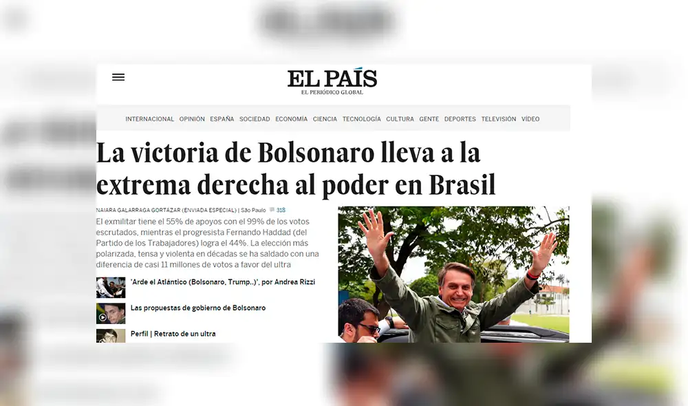 Así informó la prensa internacional sobre el triunfo de Jair Bolsonaro en Brasil