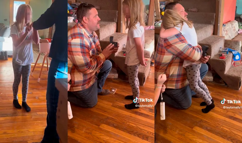 La menor, quien nunca ha tenido una relación con su padre biológico, se mostró muy emocionada ante el pedido de su padrastro. Foto: captura de TikTok/@taylornally1