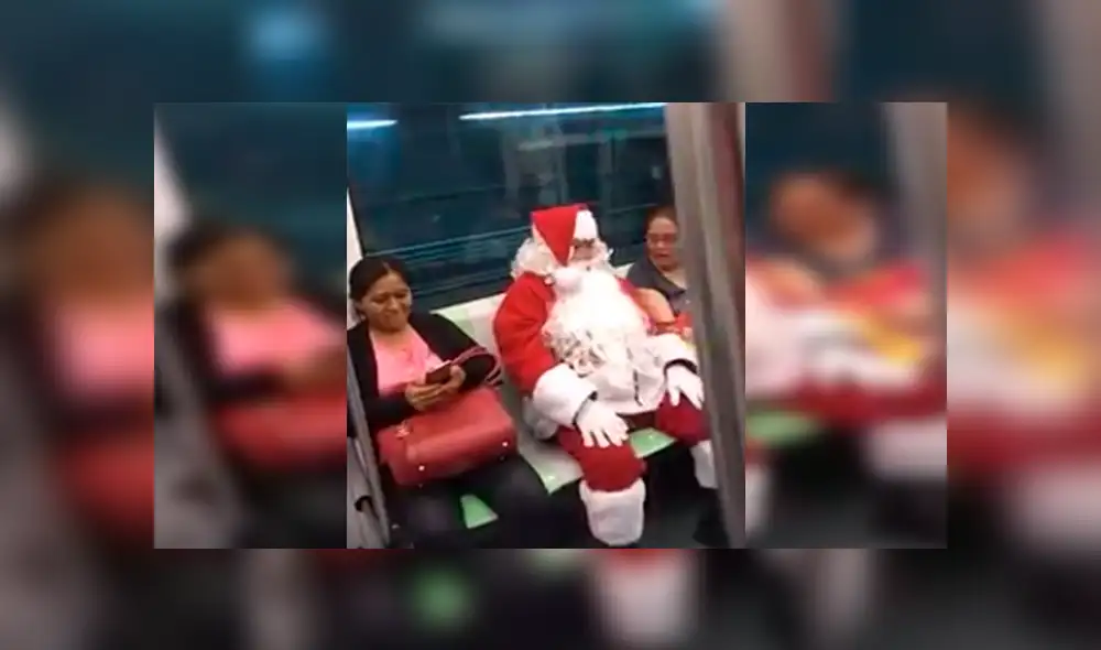 En Facebook, un peruano vestido de Papa Noel fue captado dentro del Metro de Lima y llamó la atención de los usuarios.
