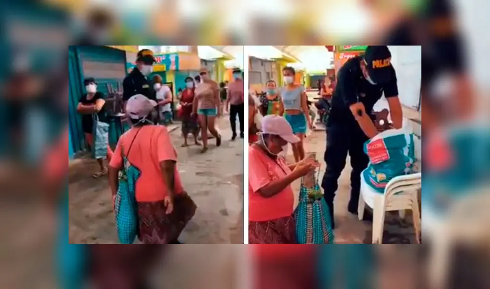 El policía también trasladó a la mujer hasta su vivienda. Foto: captura. El policía también trasladó a la mujer hasta su vivienda. Foto: captura.