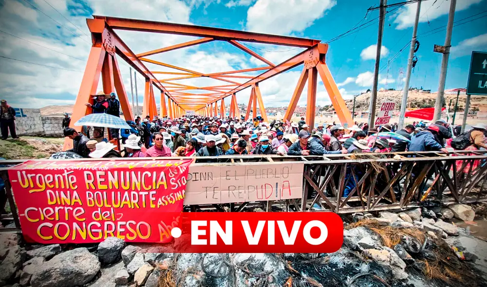 Manifestantes en Puno exigen el cierre del Congreso y la renuncia de Dina Boluarte a la presidencia. Foto: composición LR