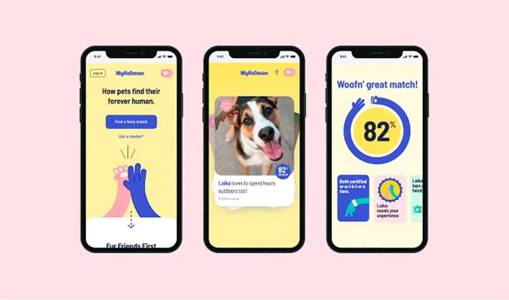La aplicación usará la inteligencia artificial para proveer listados de perros rescatados que se adapten a las familias y así evitar que los adoptantes devuelvan a las mascotas. Foto: MyHooman La aplicación usará la inteligencia artificial para proveer listados de perros rescatados que se adapten a las familias y así evitar que los adoptantes devuelvan a las mascotas. Foto: MyHooman