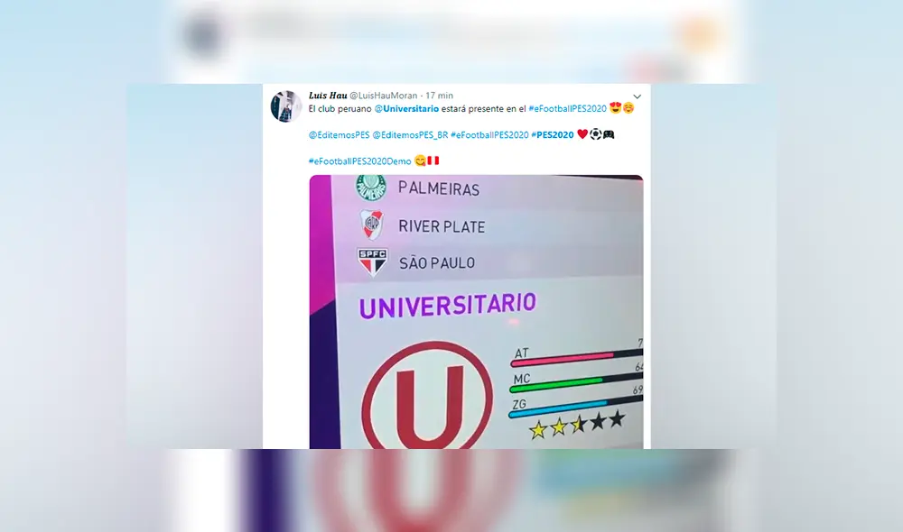 Universitario de Deportes estaría confirmado para la demo de PES 2020 [FOTOS Y VIDEO]