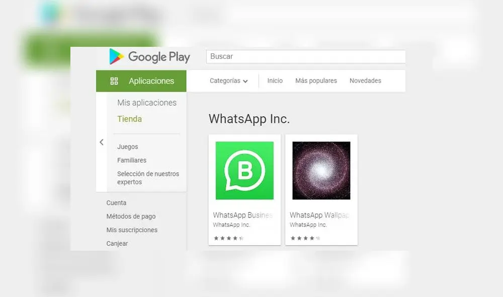 WhatsApp dejó de aparecer en las búsquedas y en el perfil.
