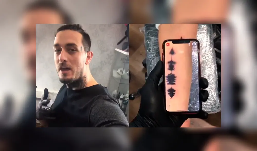 El tatuador compartió en TikTok el alucinante tatuaje de una frecuencia, con el que pudo reproducir música desde su celular. Foto: captura