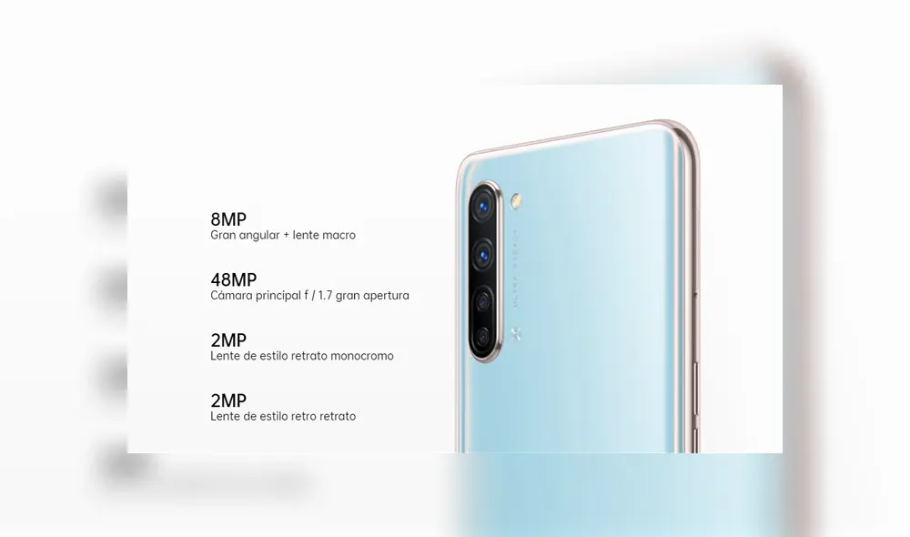 La cámara estará compuesta por cuatro sensores de 48 MP + 8 MP + 2 MP + 2 MP.