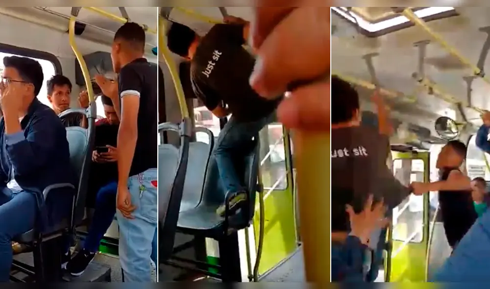 Polémica en Facebook: graban a peruano y venezolano peleándose en bus